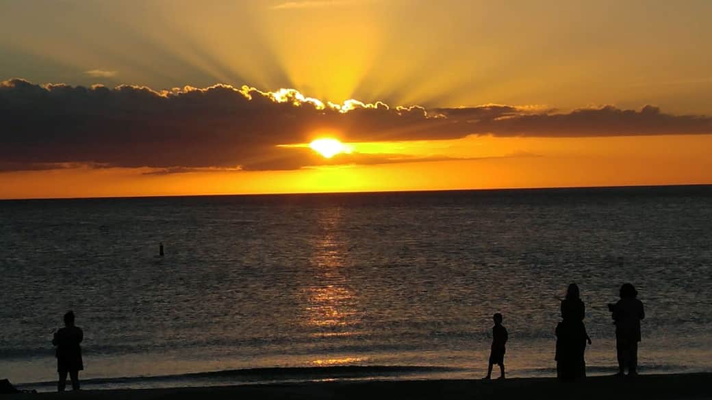 Sunset on the beach at the property. 
