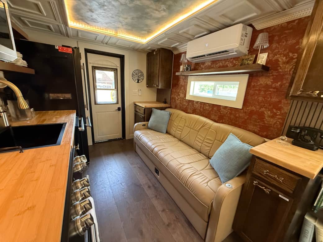 Sofa that converts to a full size RV style bed