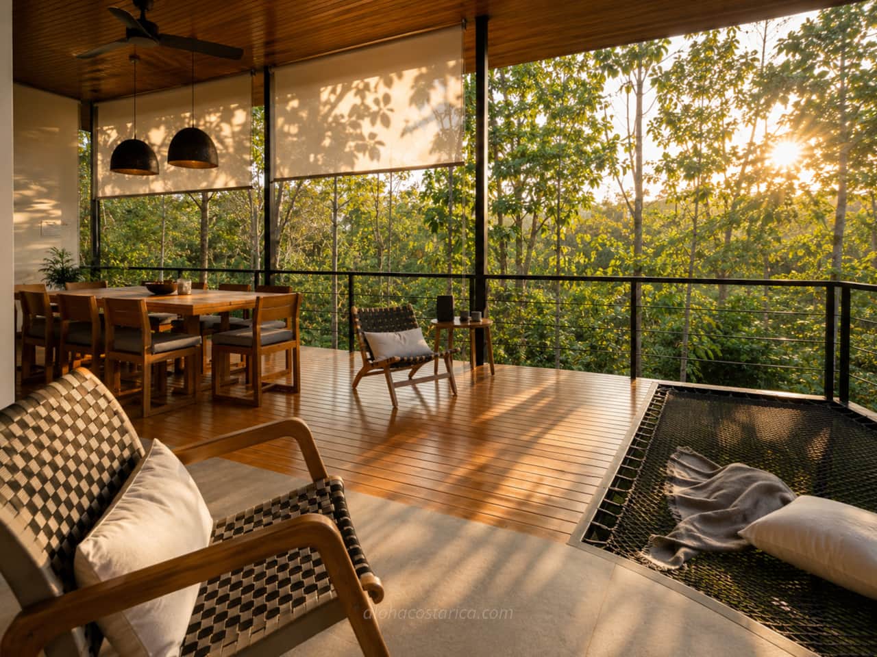 Open-air living surrounded by the tropical jungle at Casa Aloha, Montezuma, Costa Rica