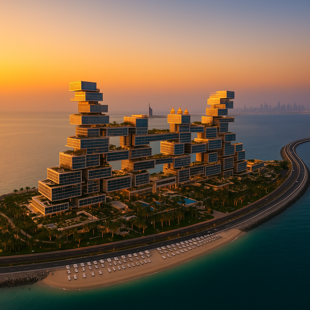 Atlantis hotel at night