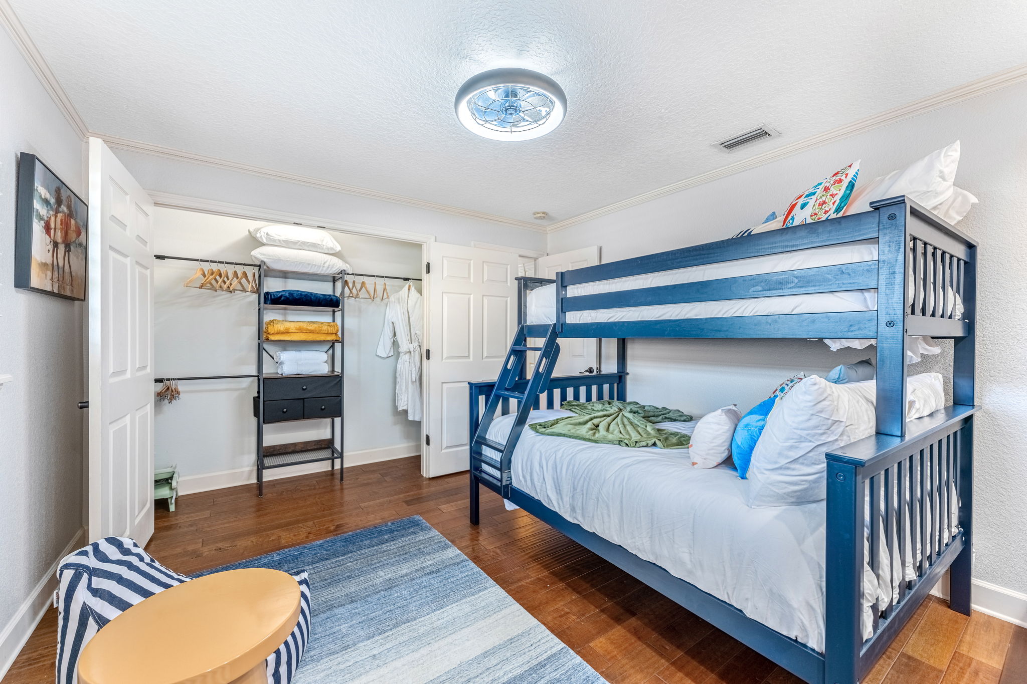 Enjoy a playful vibe with a bunk bed setup, perfect for family stays or group getaways.