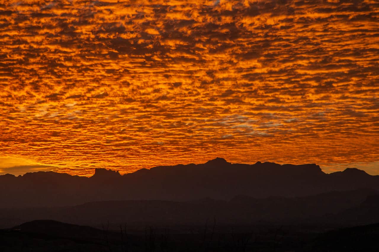 Fiery West Texas sunset over Space Pod 010