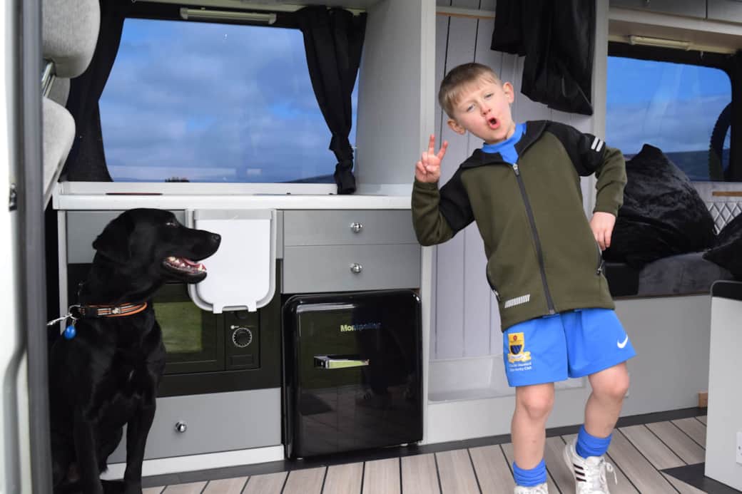 Take the Dog.. and kids (van only has 2 seats)