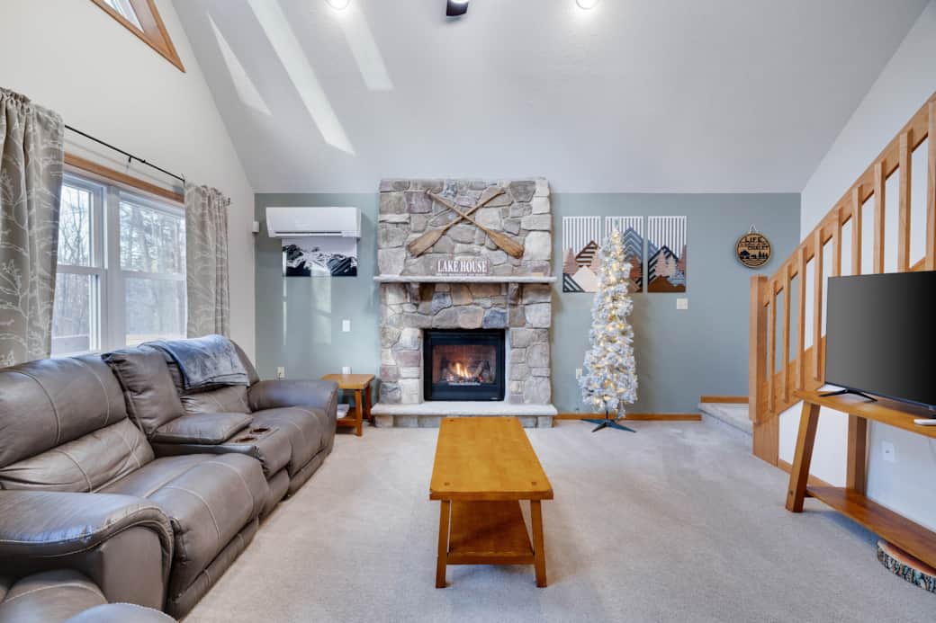 Relax with your family by a warm fire 