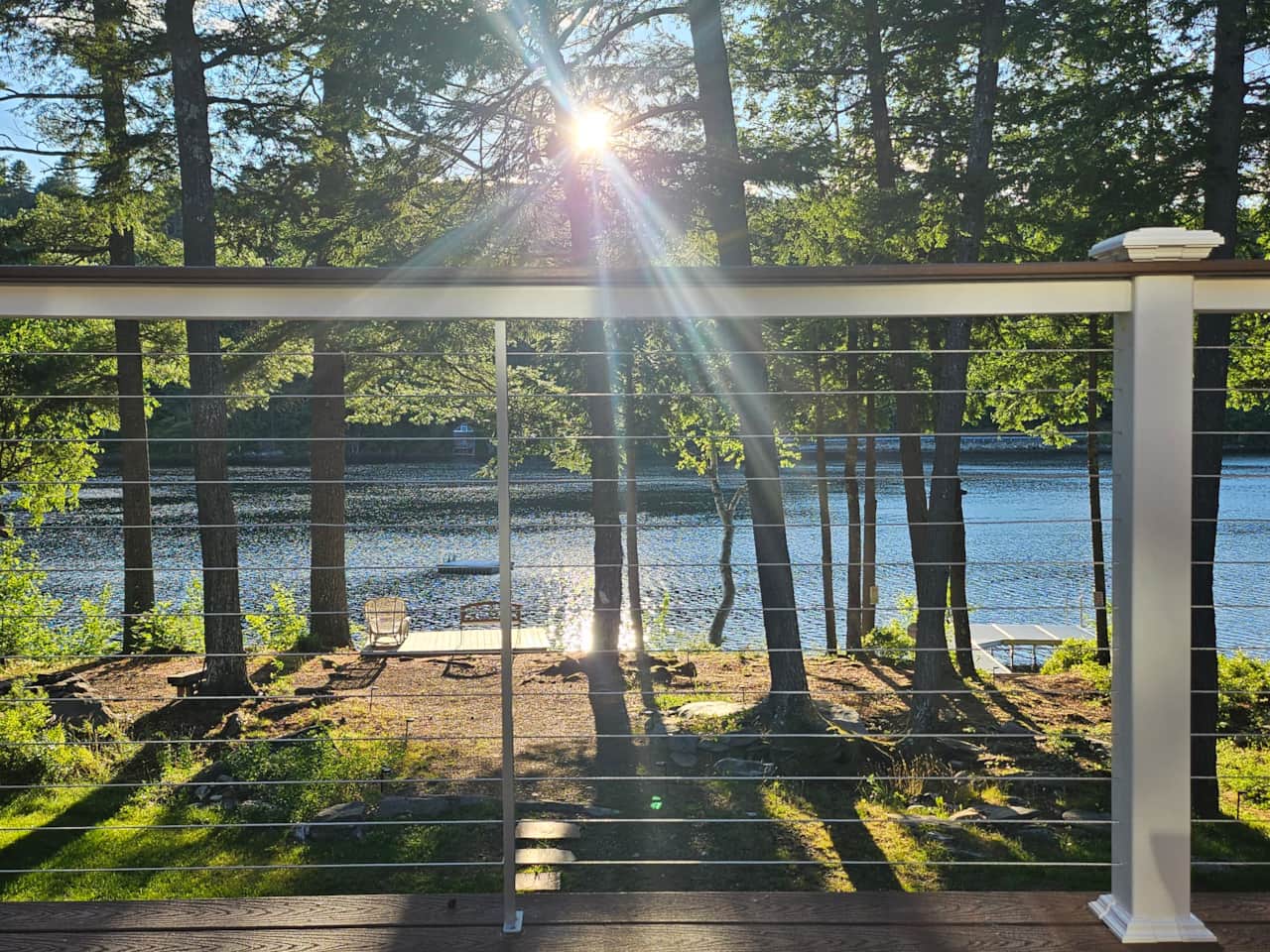 Sunset view of the lake from the upper composite deck