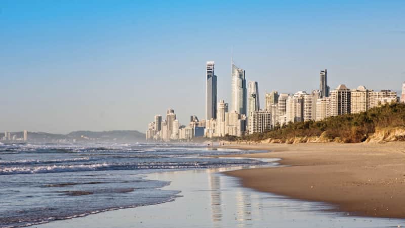 Surfers Paradise beach and skyline