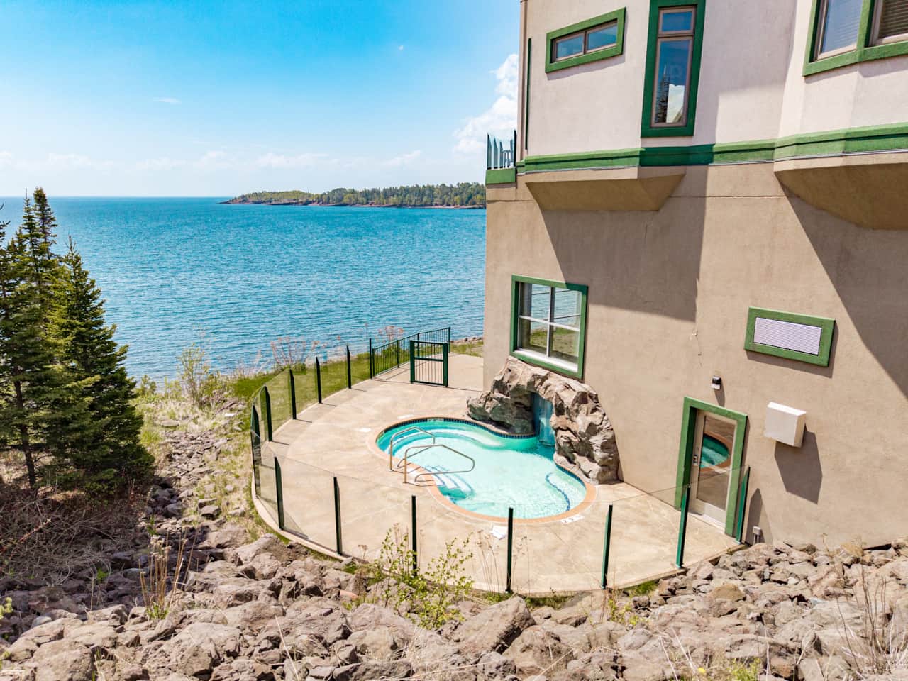 romantic outdoor pool with stunning views