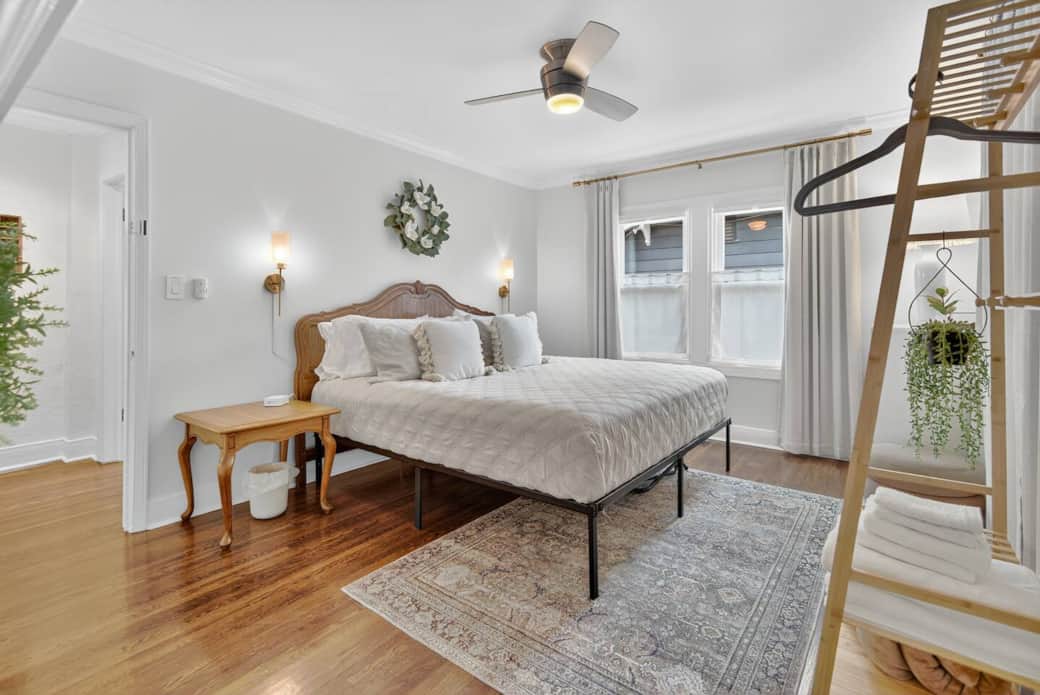 Cozy King bed complete with charging stations on both sides. Fully encased mattress. Cozy King bed complete with charging stations on both sides. Fully encased mattress.