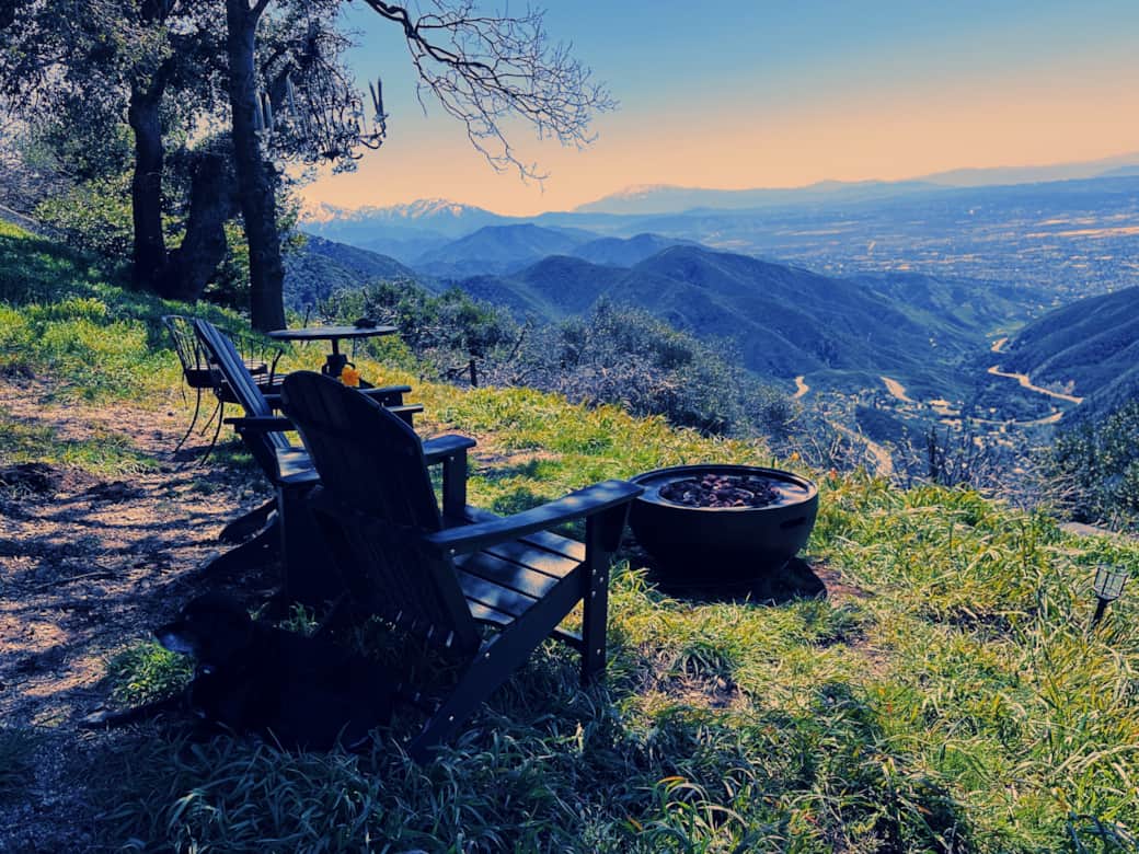 Fire pit and breathtaking view beyond