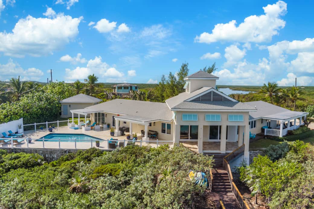 Rear aerial of Gekko House- Oceanfront living from every angle.