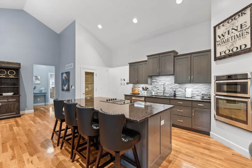 Plenty of counter space and seating for the whole group.