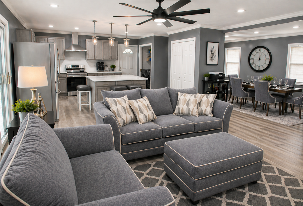 Living Room, Kitchen & Dining View