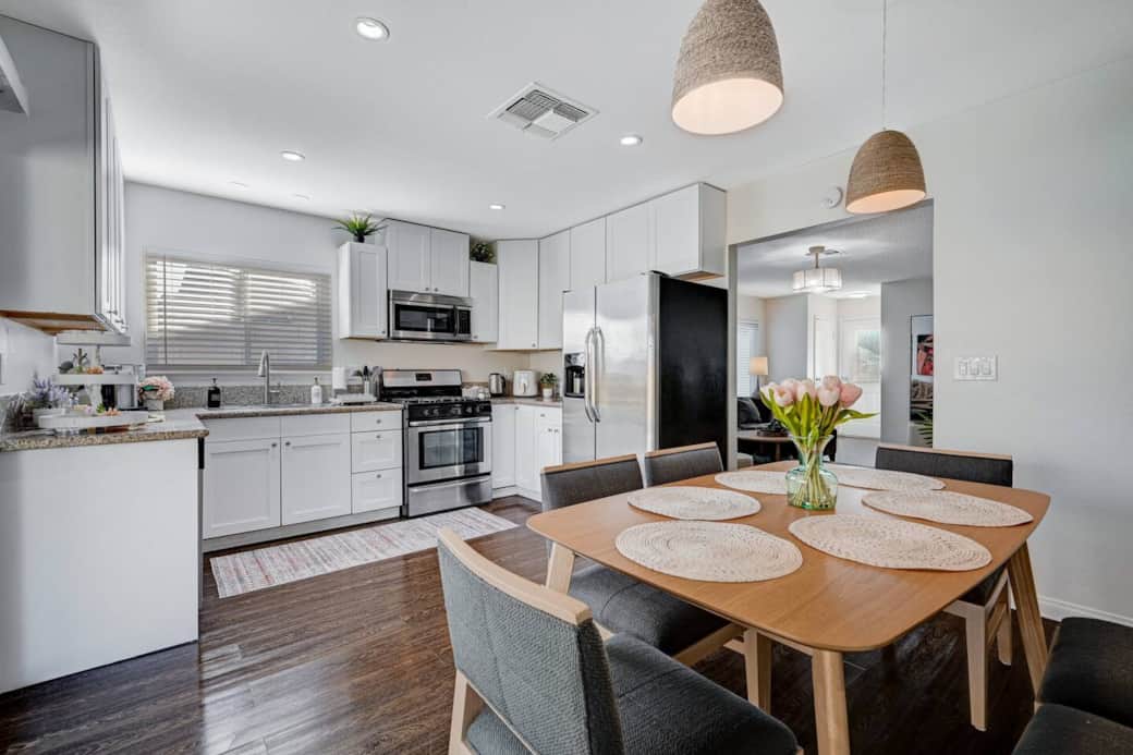 Fully Equipped Kitchen with Coffee Station, Air Fryer, Toaster and all the kitchen tools needed for chef's inspired meals. 