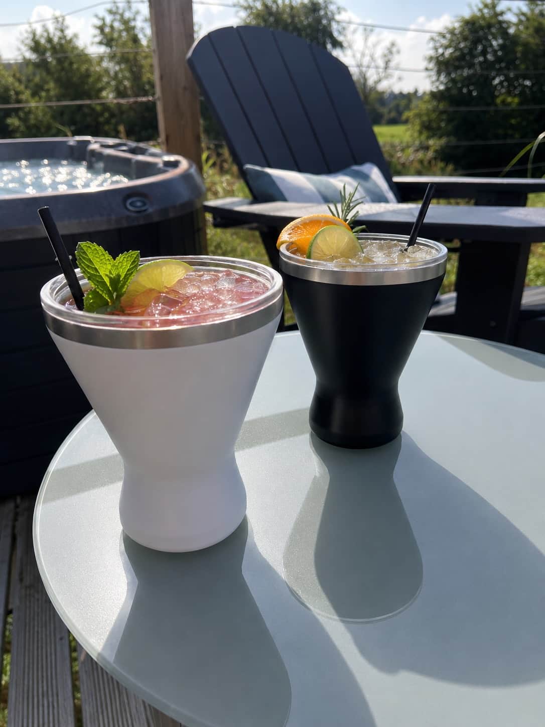 Patio cocktails ready - insulated tumblers provided!