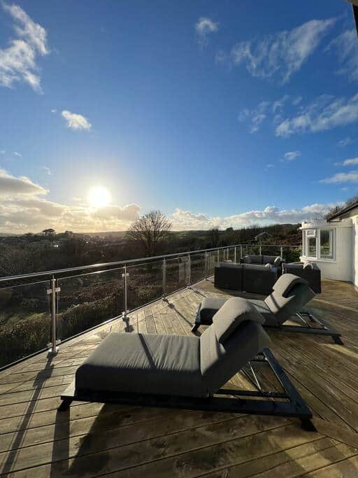 Late afternoon sun on the decking 