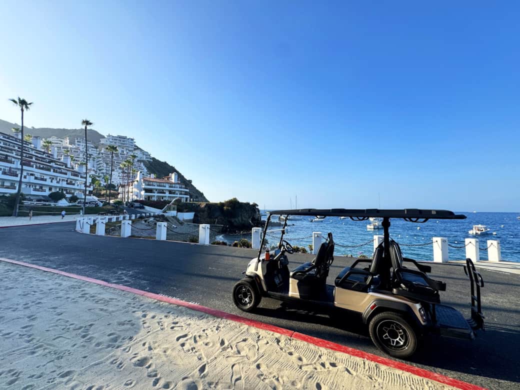 Included six-passenger golf cart near Hamilton Cove beach