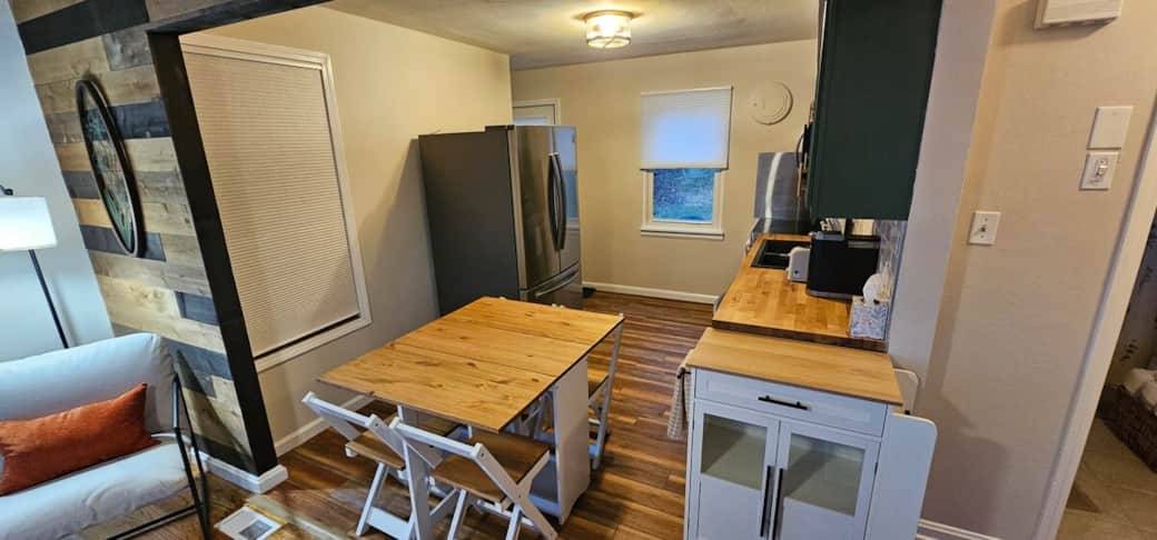 Kitchen with table setup for 4
