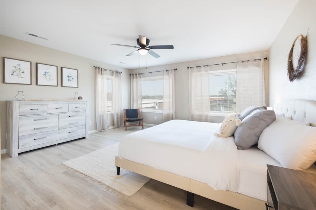 Primary bedroom with king bed