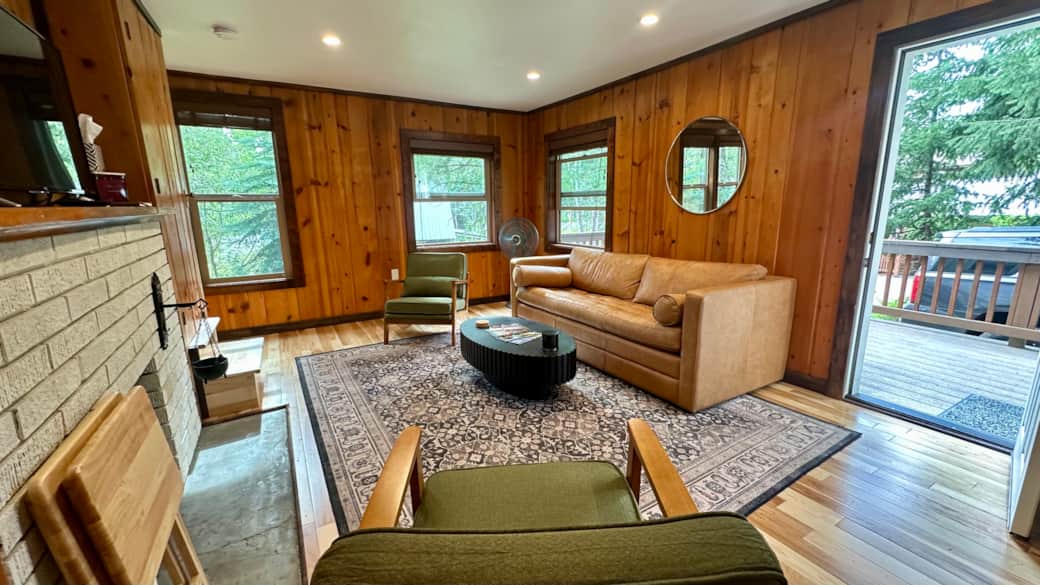 Living room with front porch access