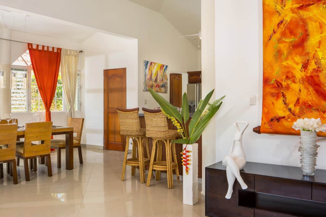 View into the dining room and breakfast bar