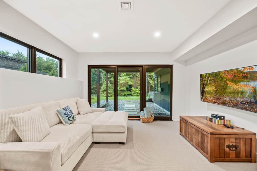 After a workout, you can exit directly to the outdoor hot tub to relax and recover.