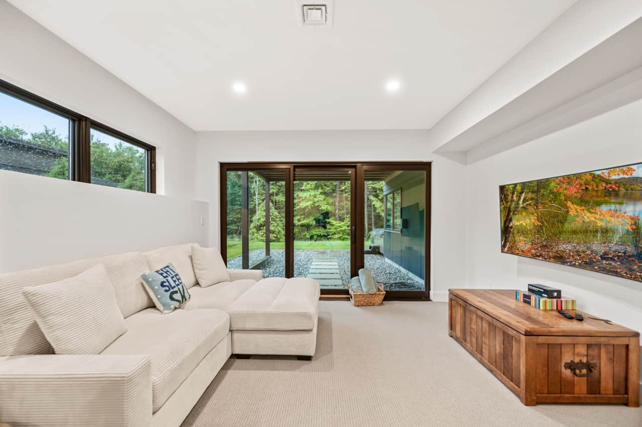 After a workout, you can exit directly to the outdoor hot tub to relax and recover.