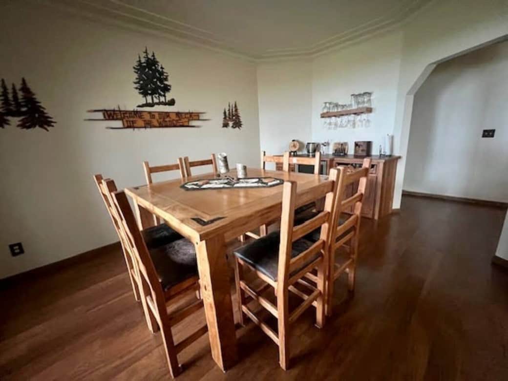 Large dining table is ideal for meals and games
