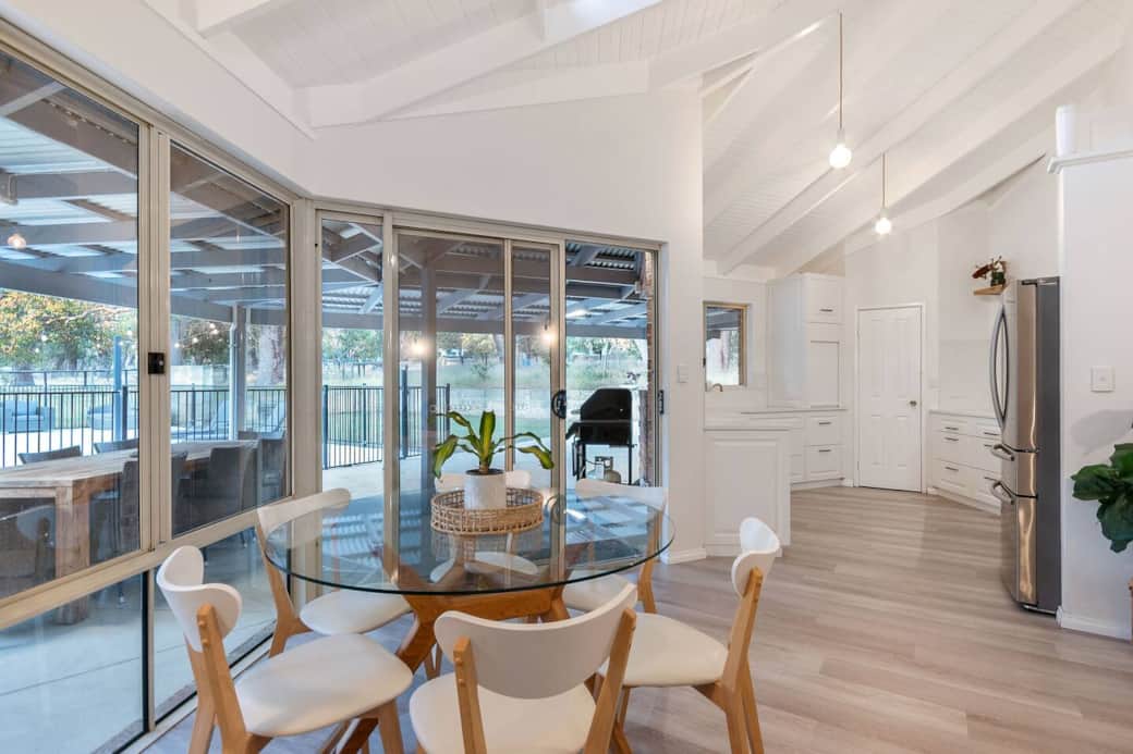 Enjoy meals together in the warm, inviting dining room, perfect for family dinners and cozy meals.