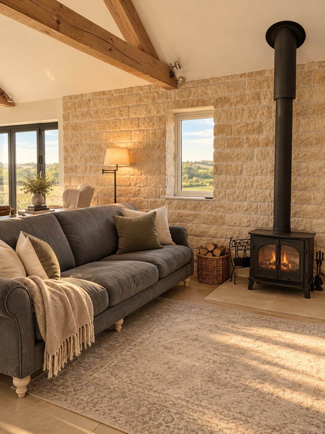 The living space at The Cotswold Barn