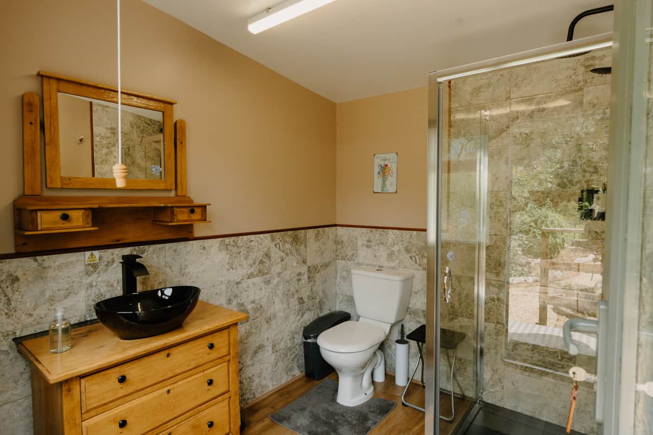 Each glamping pod has its own shower & toilet facility close by.