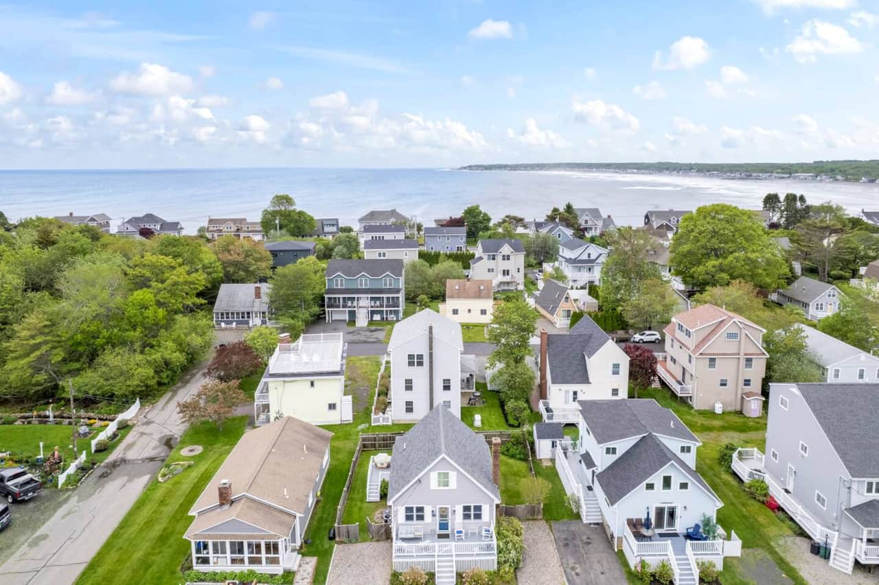 A view over our home looking toward long sands. Ours is the home behind the gray one up front. Next to the yellow square house.