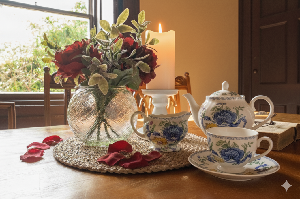 Mad Hatter's tea party kitchen! Tree mural, rustic dining, and fully equipped: oven, hob, fridge, di