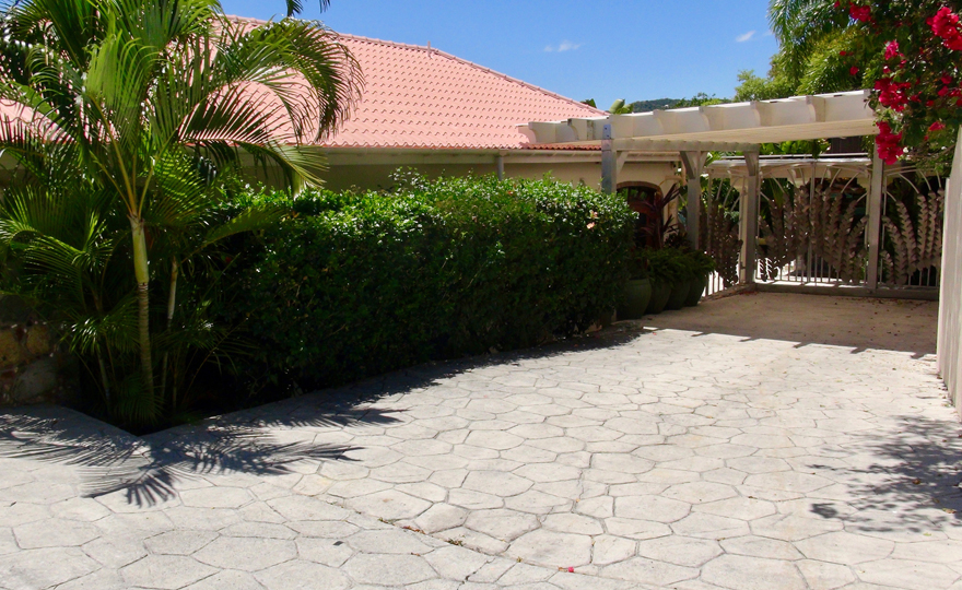 Ample room for parking on a flat paved drive