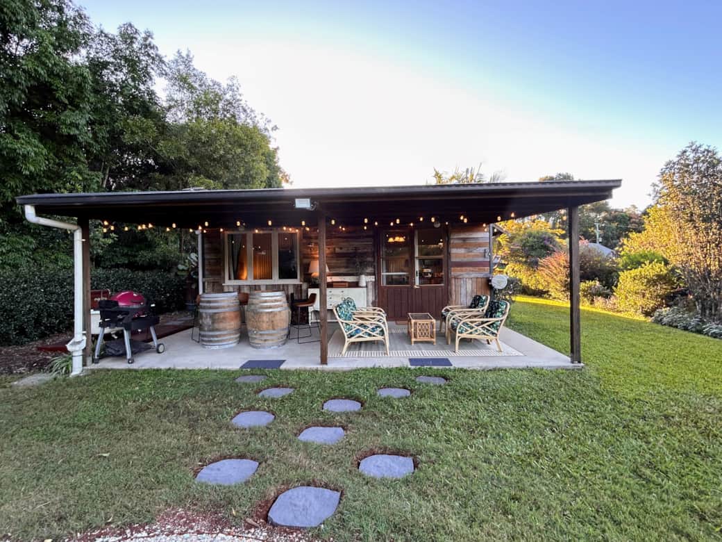 Sanctuary private patio with romantic lighting, BBQ and outdoor heater for all-weather relaxation Sanctuary private patio with romantic lighting, BBQ and outdoor heater for all-weather relaxation
