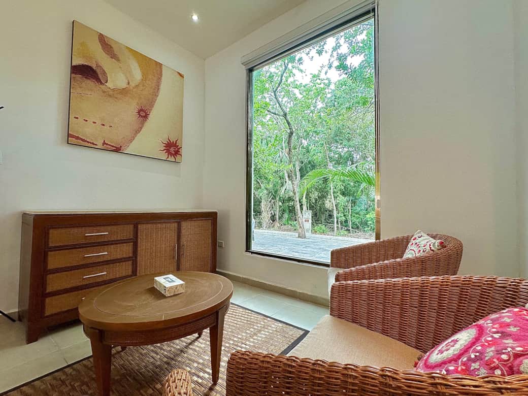 well-lit living room