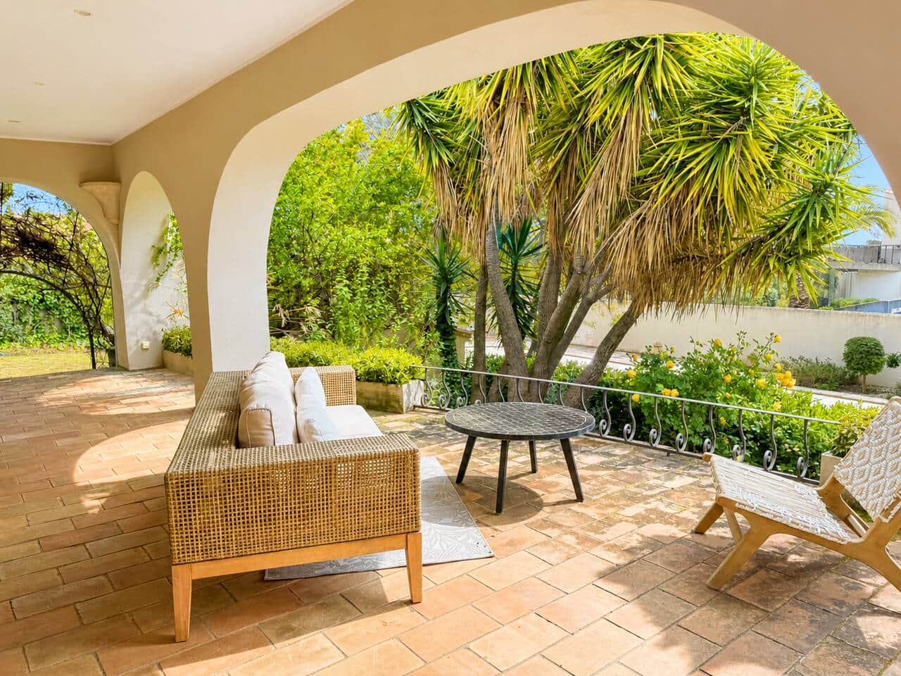 terrasse, exterieur, canapé, chaises, petite table