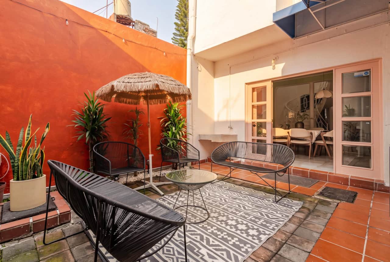 Casa atlixco courtyard evening