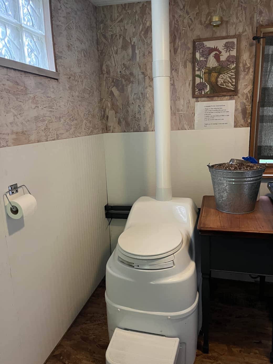 Private composting toilet inside the bathhouse at The Hollow.