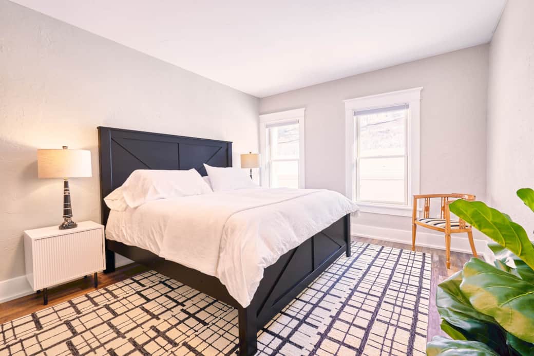 Get a good night's sleep in our king-sized bed. 