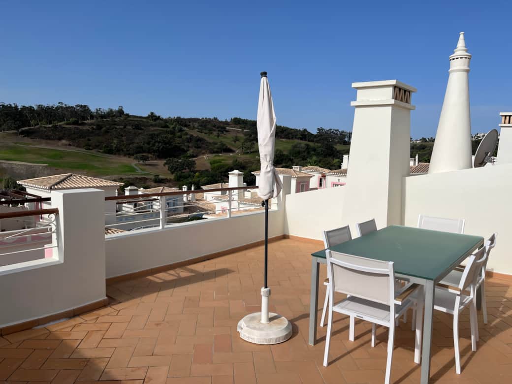 Unique roof terrace for all day sun, roof top dining and spectacular views over golf course