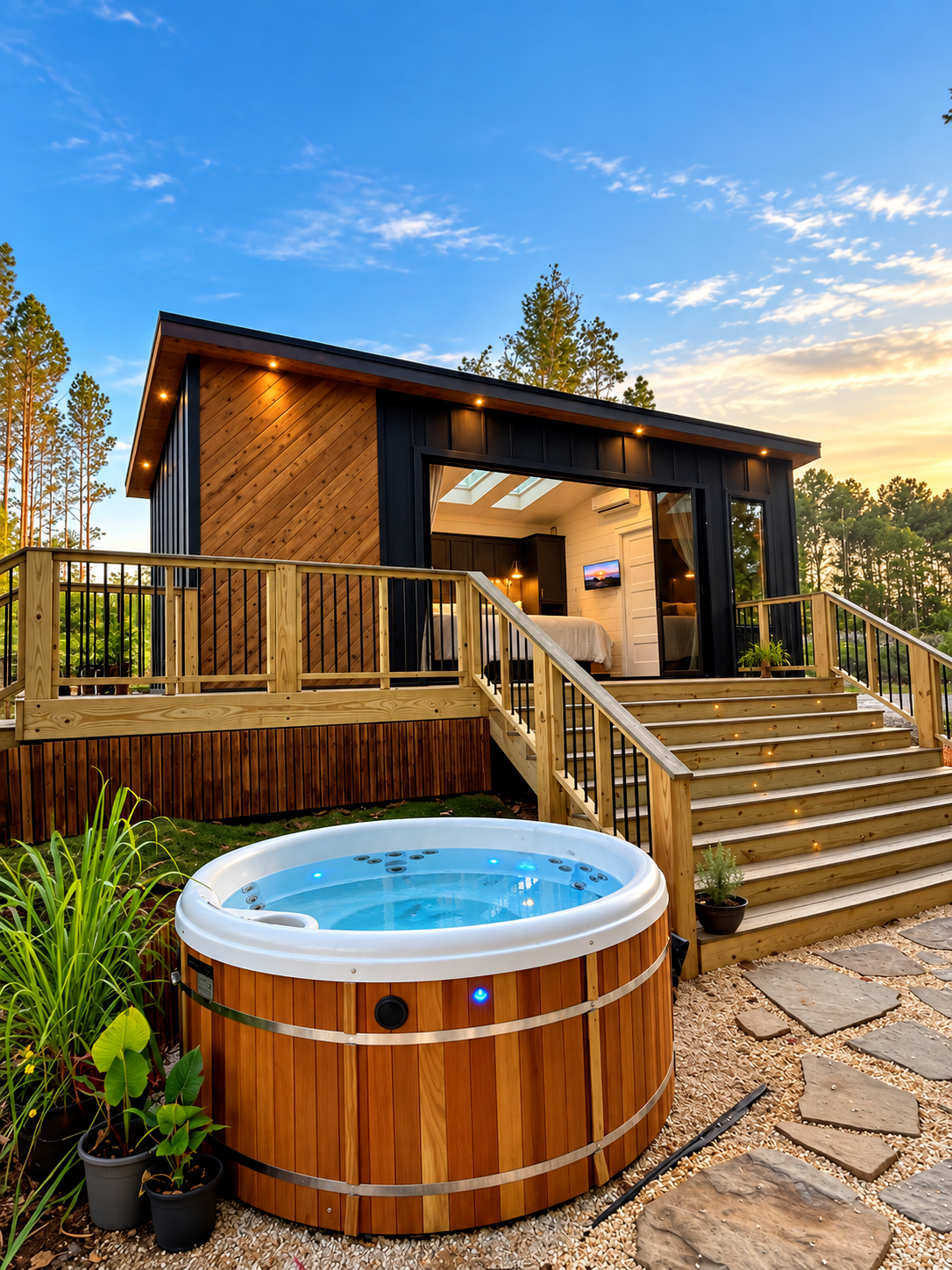 Daytime hot tub