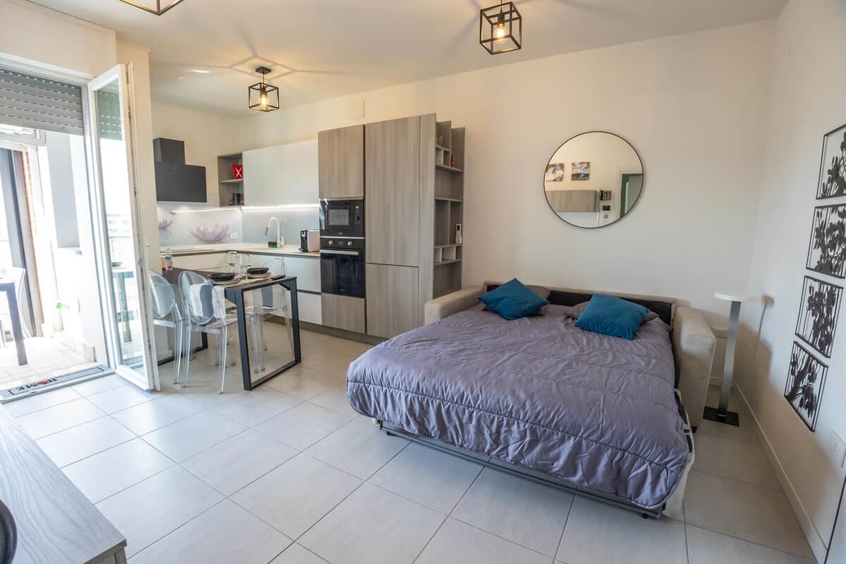Double sofa bed providing a comfortable sleeping area for two more guests