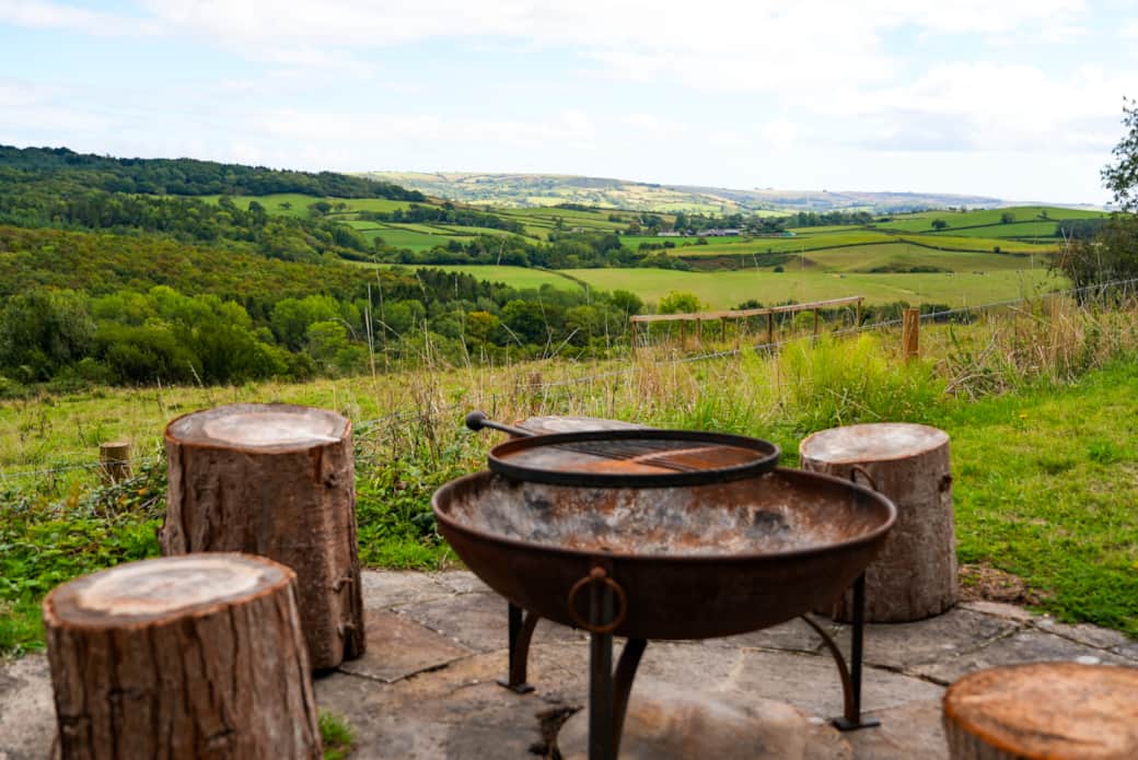 Fire Pit Area in Garden - with views of Mapperton Wildlands and beyond
