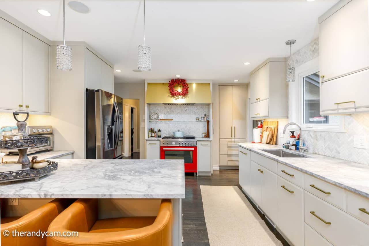 Renovated kitchen with lots of storage and fully loaded with anything a chef needs.