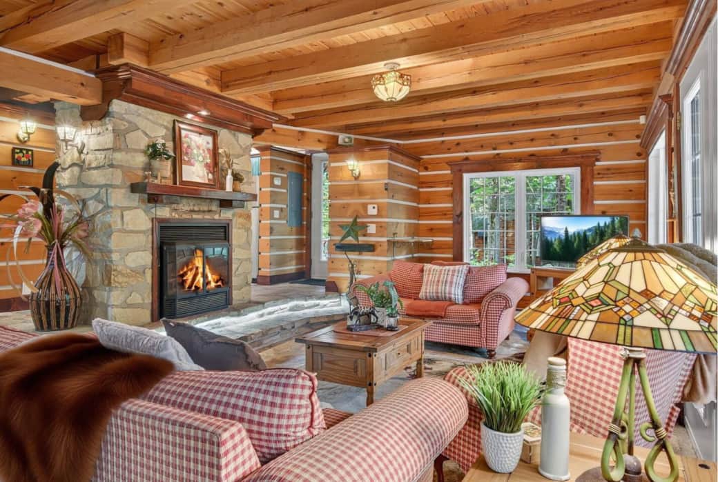 Living room with wood-burning fireplace Living room with wood-burning fireplace
