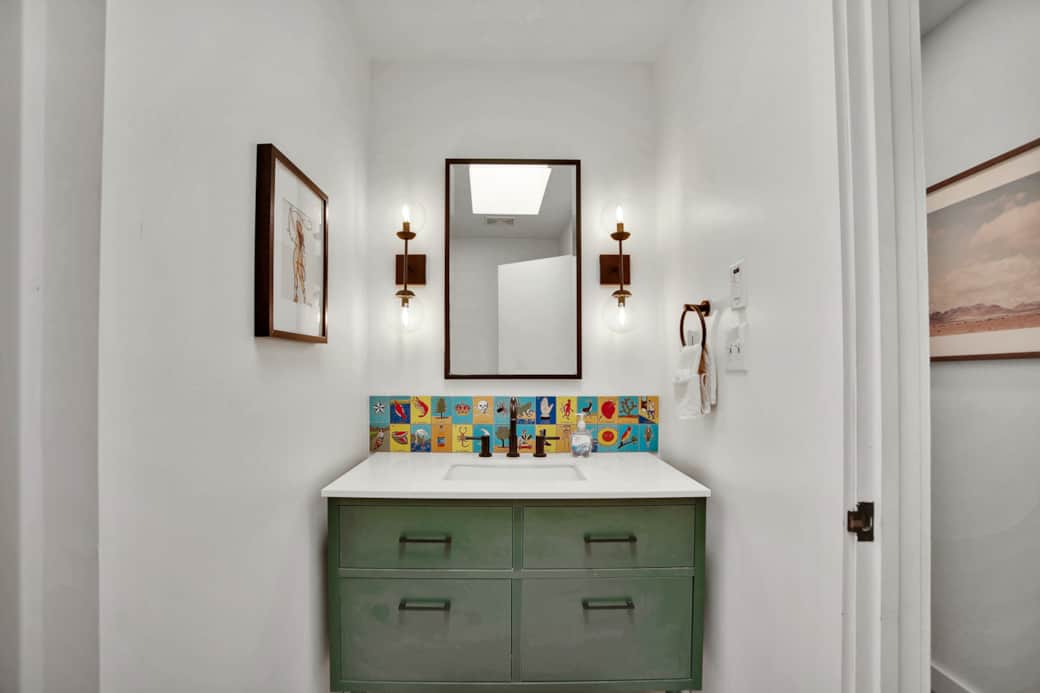Shared, second bathroom, walk-in shower. 