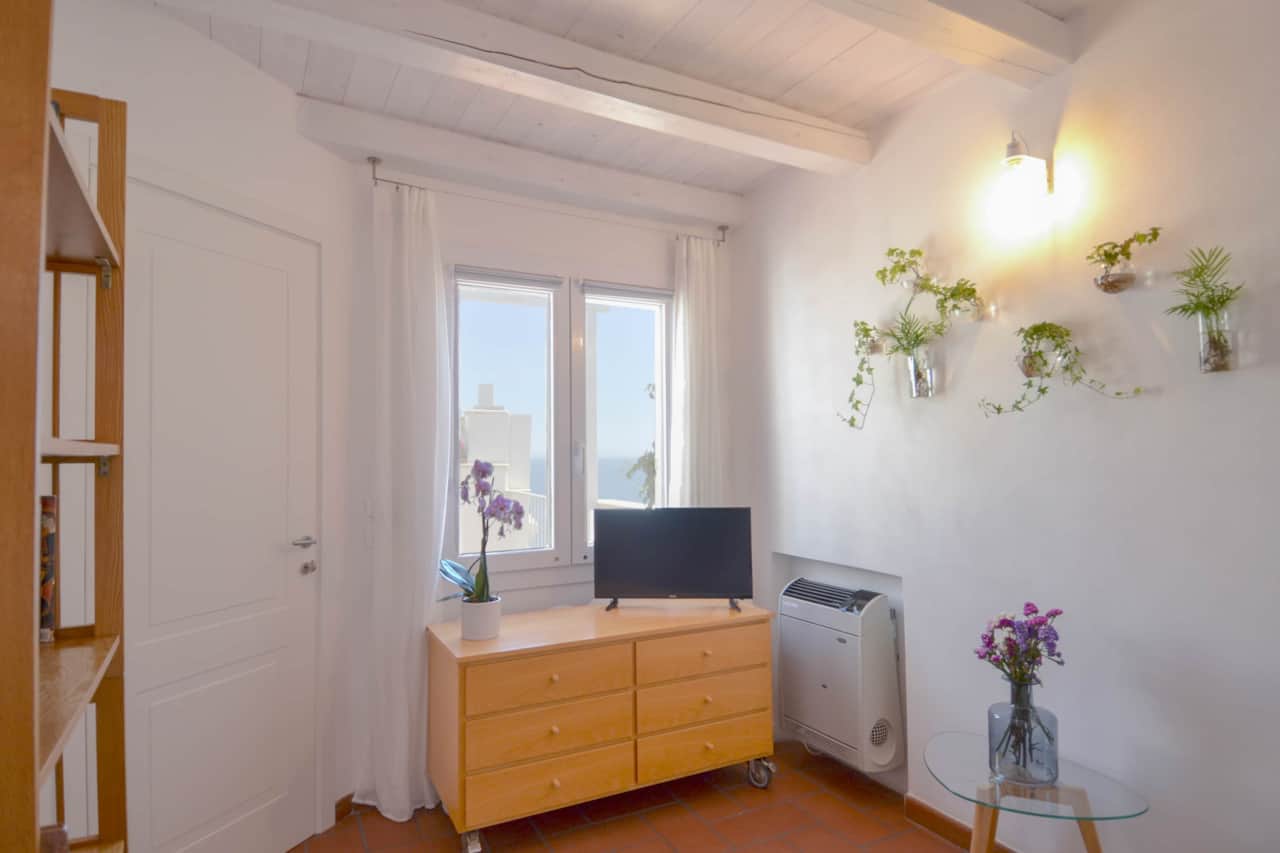 Elena - sea view window - living room - bookcase - TV