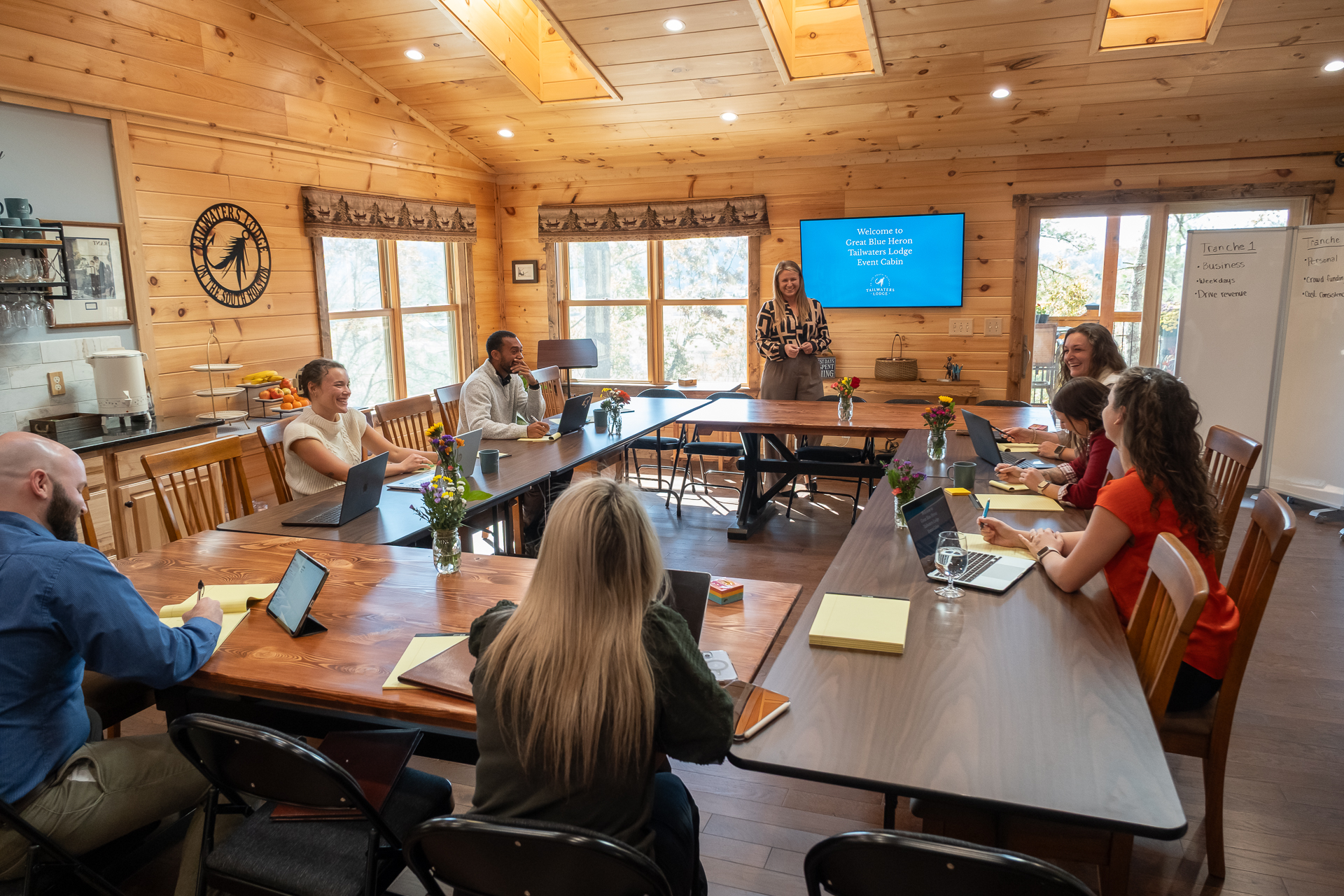 Meeting setup inside Great Blue Heron great room