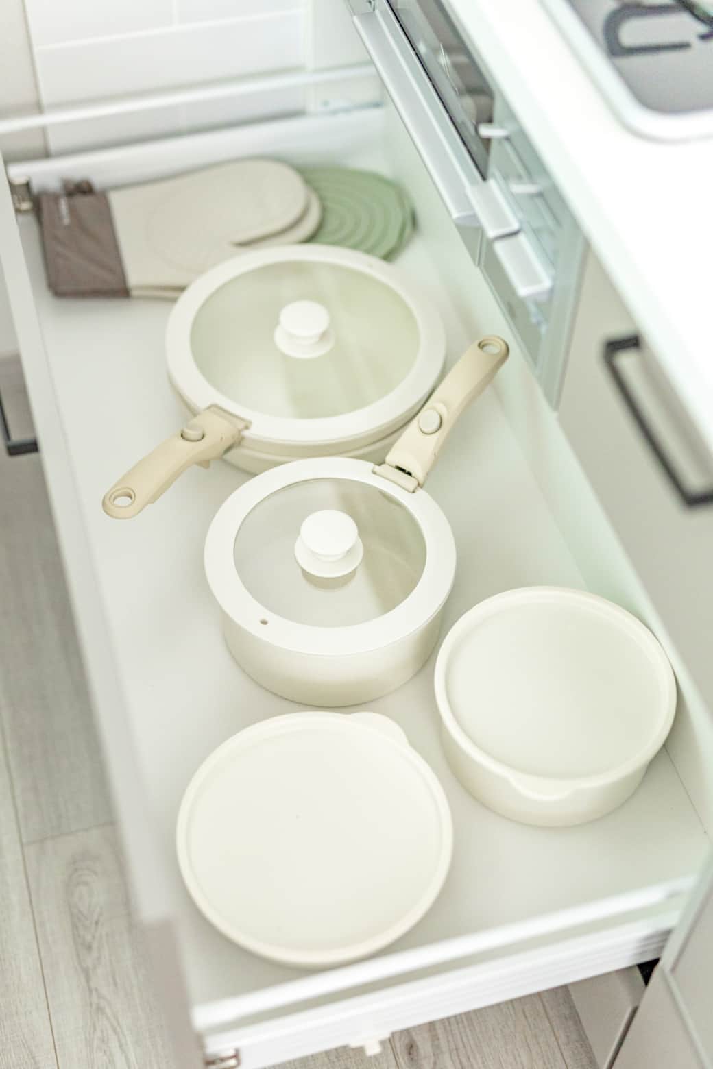 Beach house cookware kitchen drawer