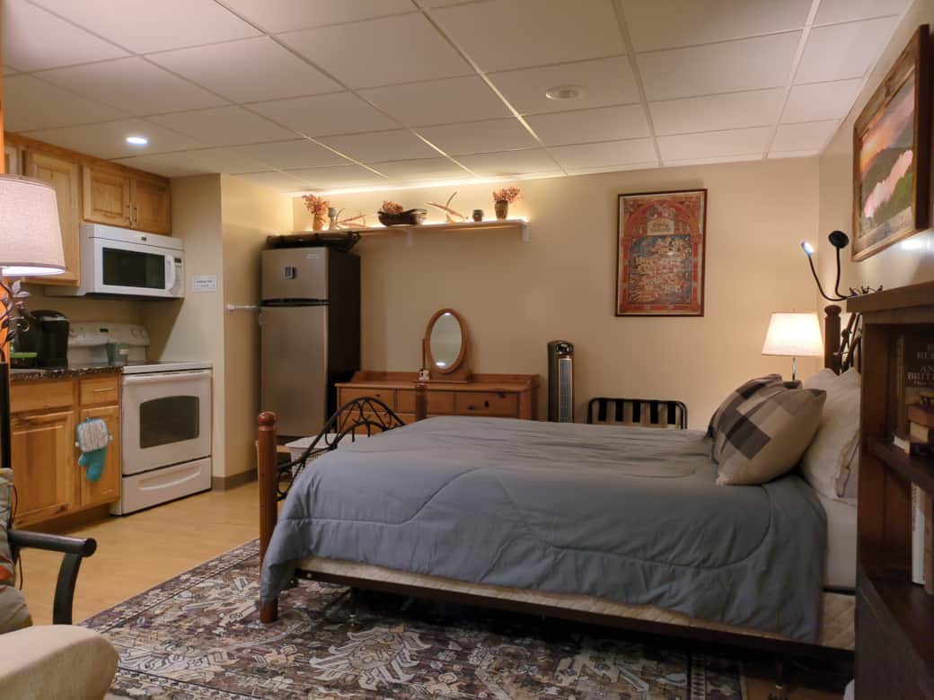 Bedroom and kitchenette